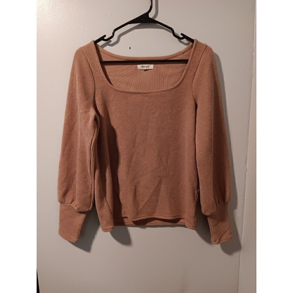 Madewell Ottoman Rib Blouse Women's Small Square Neck Boxy Boho Top